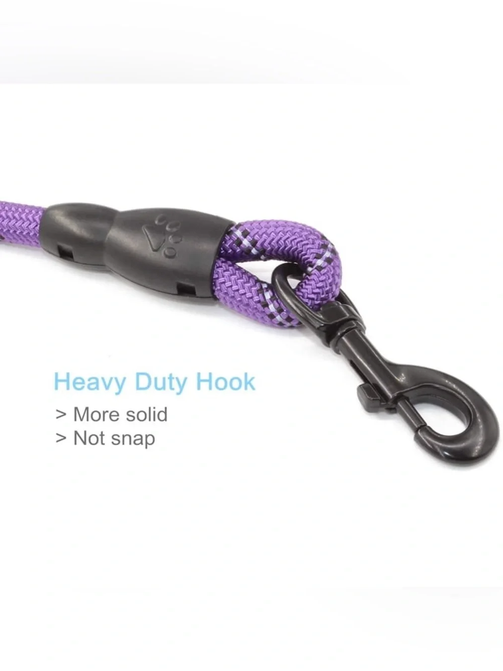 Purple Reflective Braided Climbing Rope Dog Leash w/ Comfort Grip